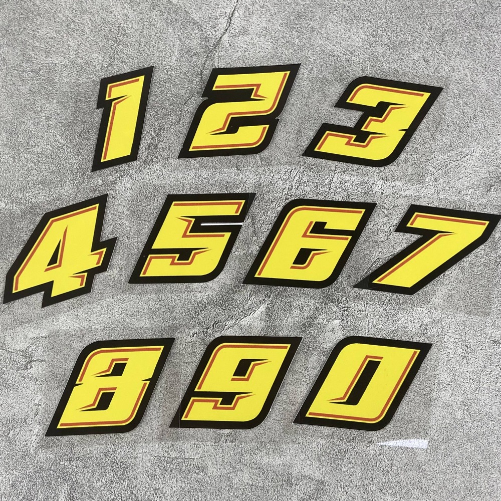 Motorcycle Gear Yellow - 1PC 0123456789 Yellow Number Motorcycle Stickers