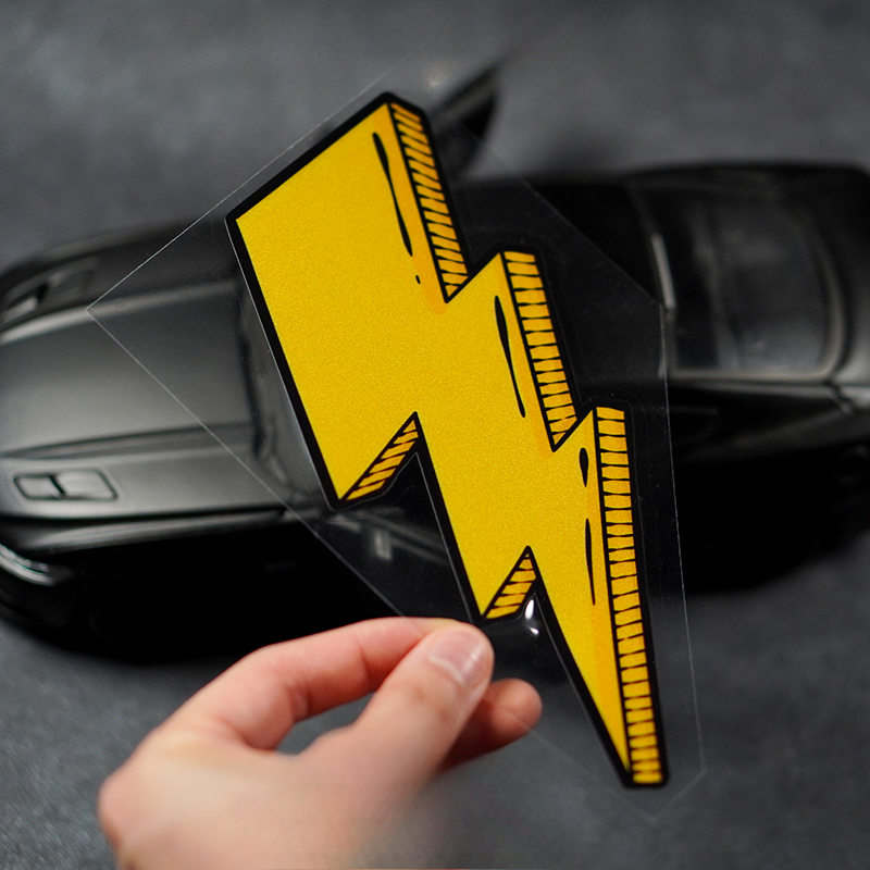 Motorcycle Gear Yellow - 1PC Yellow Lightning Motorcycle Stickers Waterproof