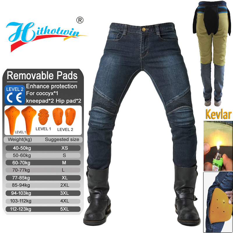 Motorcycle Gear Jeans - Men Aramid Motorcycle Jeans Windproof Protective